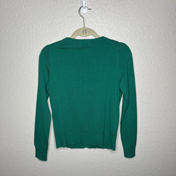 Women's XS Button Up Cardigan Sweater Scotty Dog Green Cotton Lightweight Preppy - Picture 7 of 13